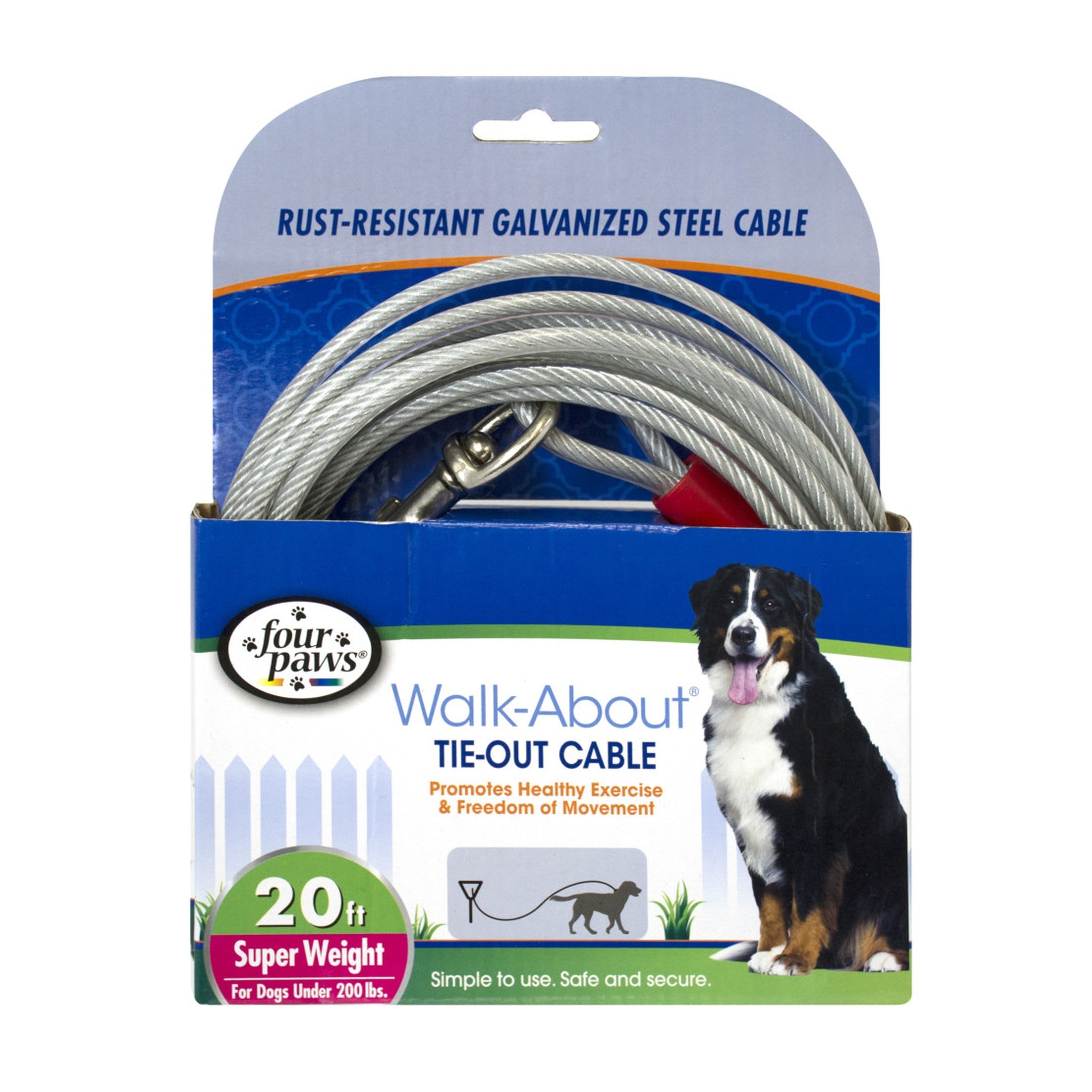 Tie Out Cable 20ft Medium Silver