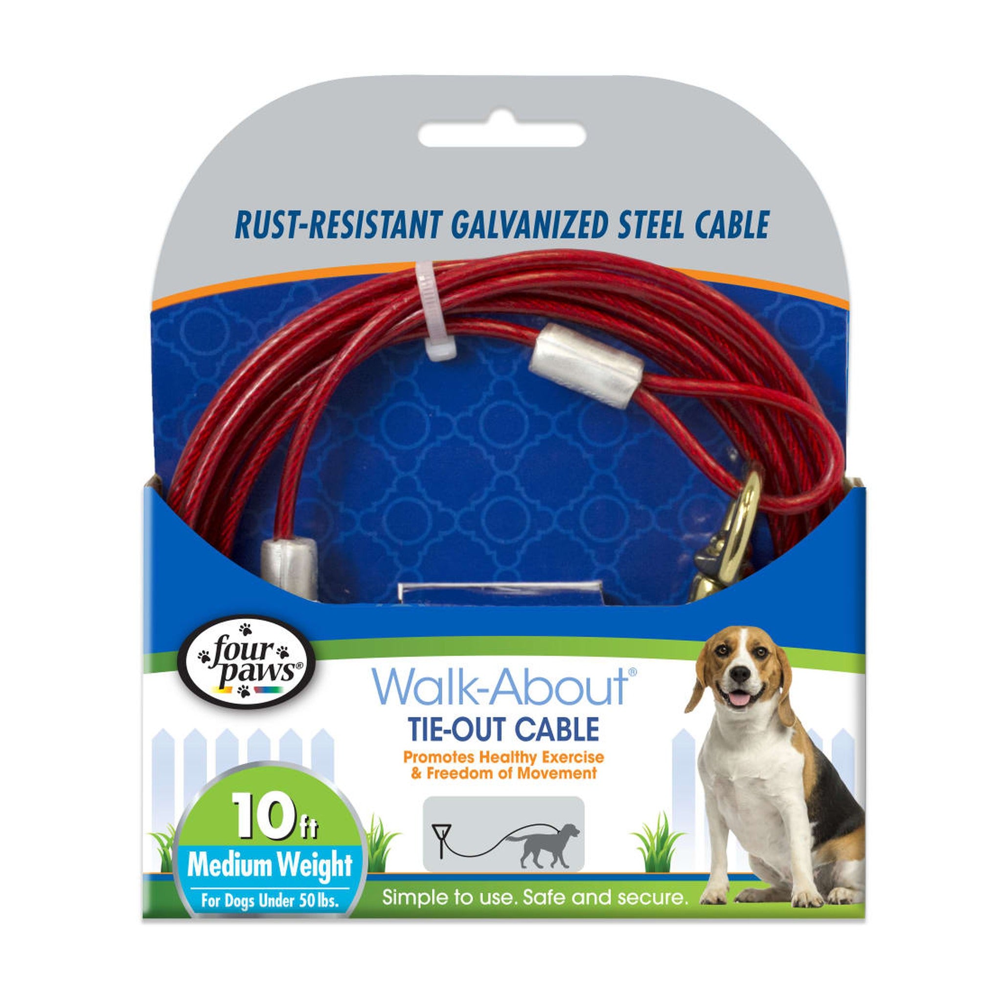 Tie Out Cable Red 10ft Medium/ Red
