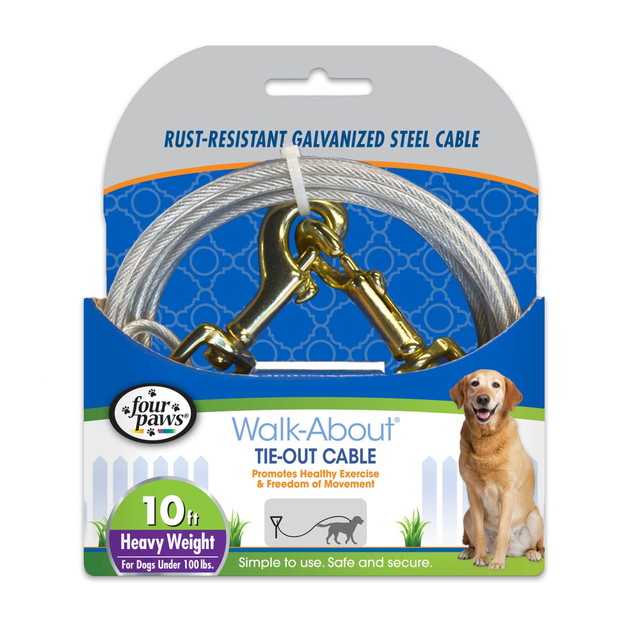 Tie Out Cable 10ft Heavy / Silver
