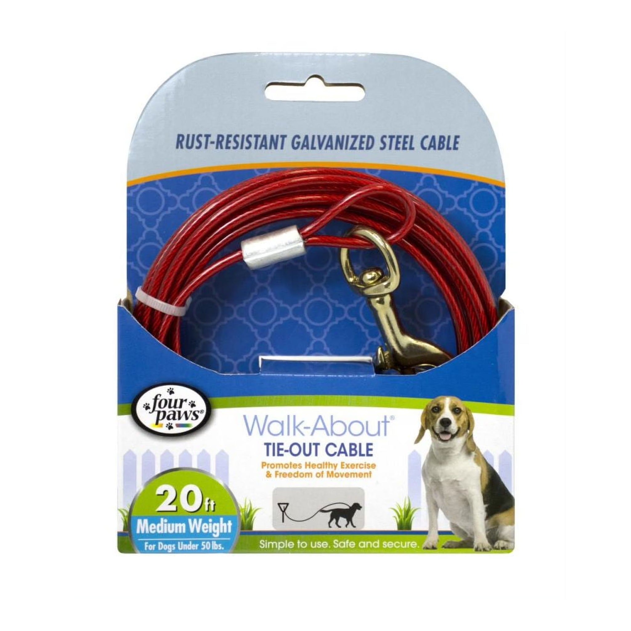 Tie Out Cable 20ft Medium / Red