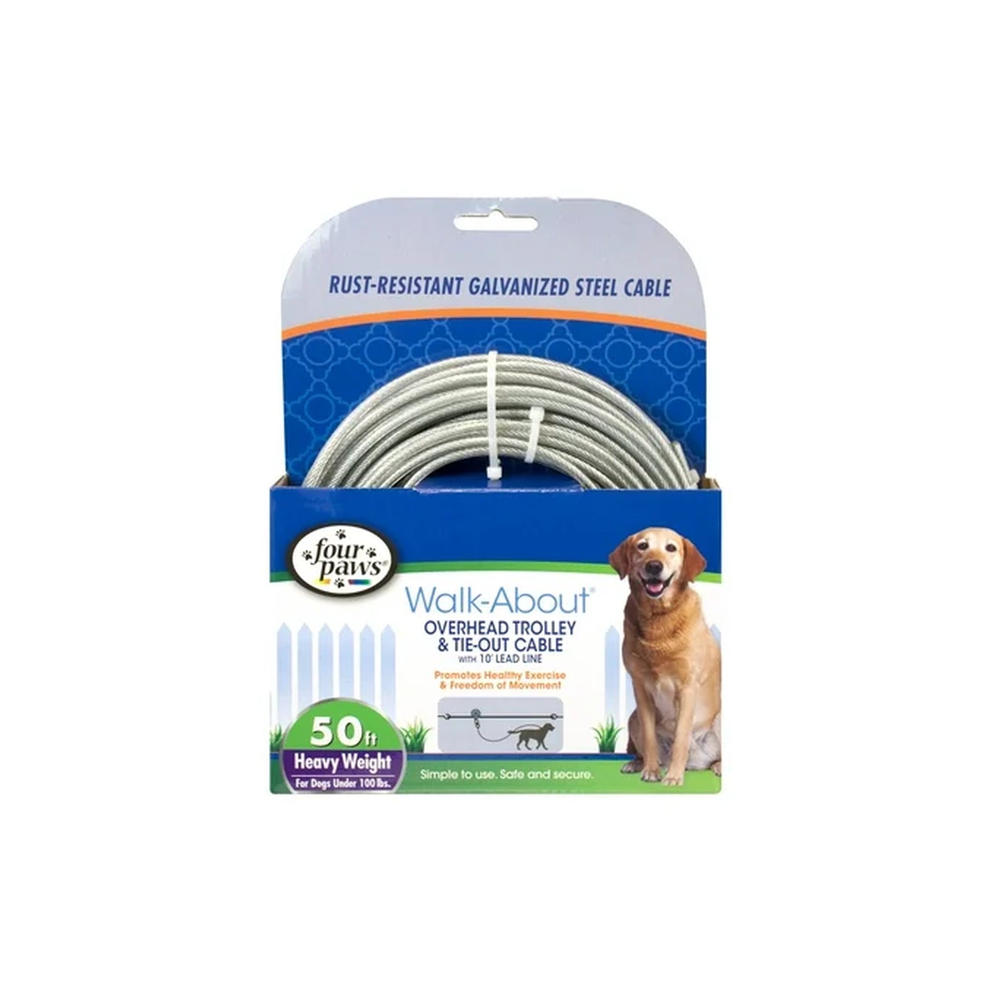 Tie Out Cable 50ft Heavy/ Silver
